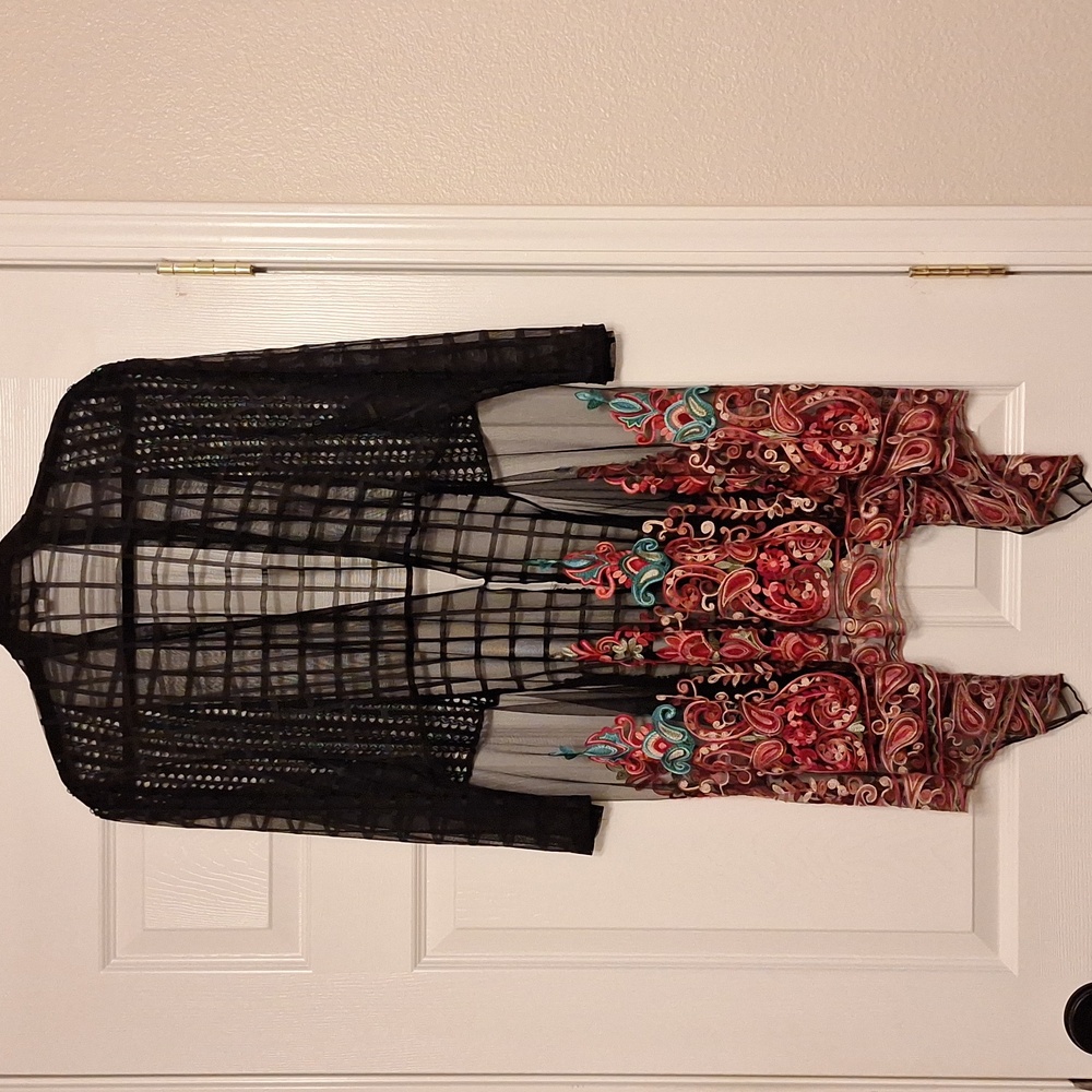Embroidered sheer jacket overlay cover up One size M/L